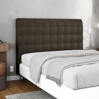Cabeceira Cama Box Casal King Size Dahlia 195Cm Com Frame Suede Marrom - Abmaza