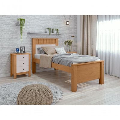 Cama Solteiro Athenas Amendoa Clean Off White