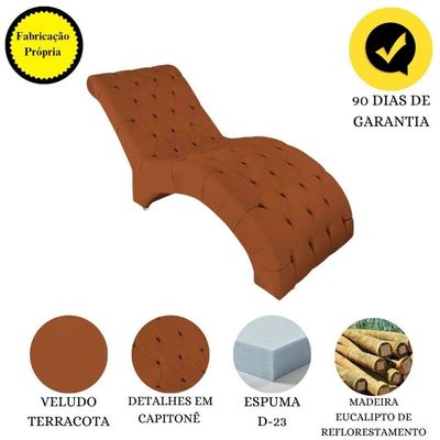 Recamier Divã Espreguiçadeira Para Sala Cliníca Estética Queila Veludo Cor:terracota