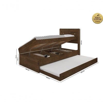 Cama Solteiro Bau Larissa Com Cama Auxiliar Dani Framar Malbec