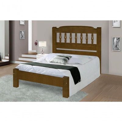 Cama de Casal Viena de Madeira Maciça Angelim Pedra Tauari Imbuia