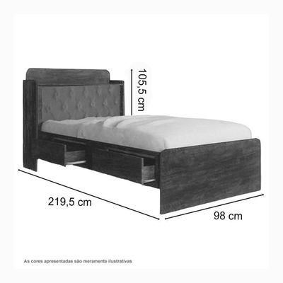 Cama Tamires Castanho Com Capitonê Bege E Colchão
