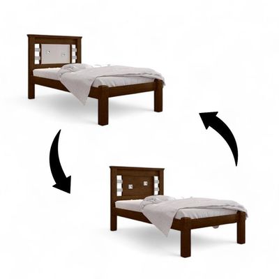 Cama Solteiro Lavínia Malbec E Off White Com Colchão