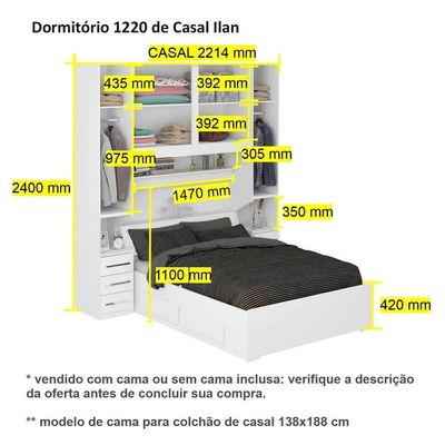 Dormitório De Casal Completo 1220 Branco