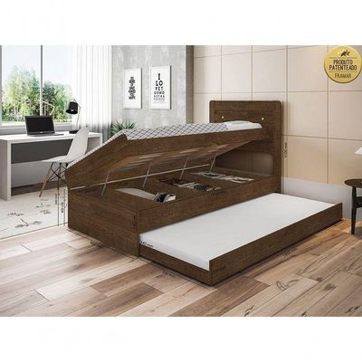 Cama Solteiro Bau Larissa Com Cama Auxiliar Dani Malbec