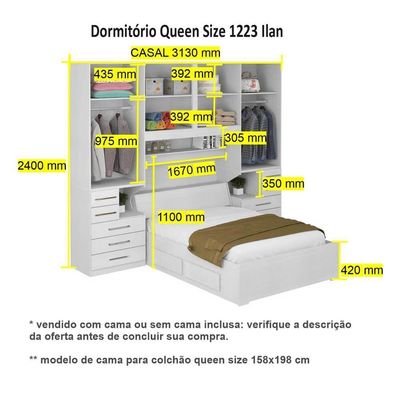 Dormitório Queen Size Completo 1223 Branco