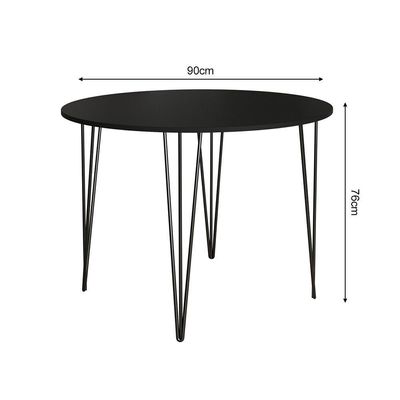 Mesa Jantar Redonda Preta Base Ferro Preto Preto