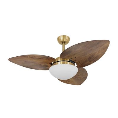 Ventilador De Teto Kovalski Dourado 3 Pás Rádica Imbuia 127V 110V