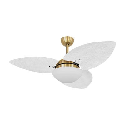 Ventilador De Teto Kovalski Dourado 3 Pás Palmae Branco 127V 110V