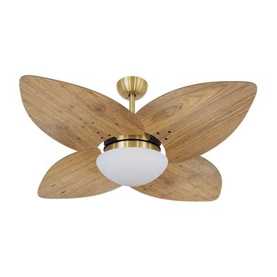 Ventilador De Teto Kovalski Dourado 4 Pás Rádica Freijó 127V 110V
