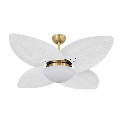 Ventilador De Teto Kovalski Dourado 4 Pás Palmae Branco 127V 110V