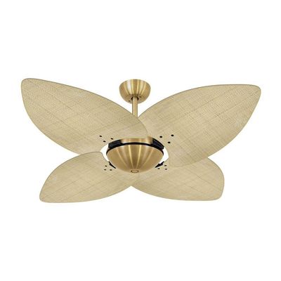Ventilador De Teto Dourado 4 Pás Palmae Natural 127V 110V