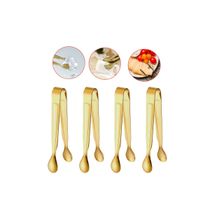Pegador Dourado Frio Gelo Açucar Mini Pinça Inox Buffet 4un