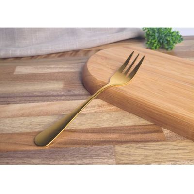 Garfo de Sobremesa Bolo Dourado Talheres Inox Bar Buffet 6un