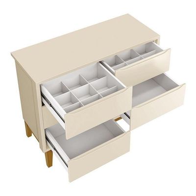 Cômoda Infantil Classic 6 Gavetas Areia Fosco Com Pés Madeira Natural - Reller Móveis Areia Fosco