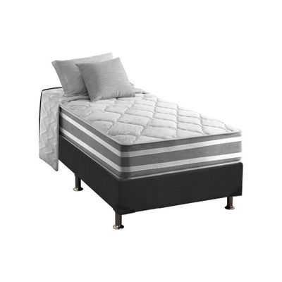 Cama Box Solteiro: Colchão Molas Masterpocket Ensacadas Duo Sono + Base Crc Suede Gray (88x188)