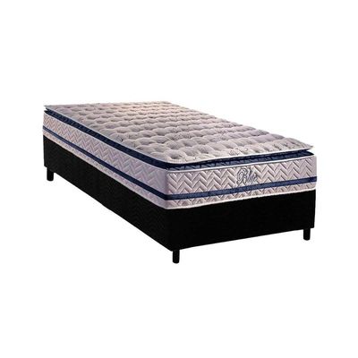 Cama Box Solteiro: Colchão Molas Ensacadas Paropas Blue + Base Crc Rústico Black (88x188)