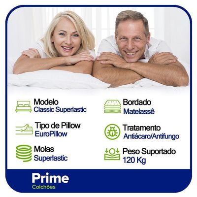 Cama Box Casal + Colchão De Molas Prime Colchões Classic Superlastic 138x188x64 Branco