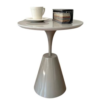 Mesa Lateral Cone Masp Redonda 40 Cm Tampo Cinza Base Cinza Cor Cinza