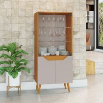 Cristaleira 4 Portas Plena Candian Jcm Movelaria Cinamomo/Off White