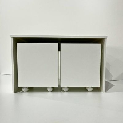 Mesa C/ 2 Baú Organizador De Brinquedos P/ Quarto De Criança Branco