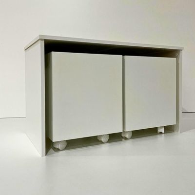 Mesa C/ 2 Baú Organizador De Brinquedos P/ Quarto De Criança Branco