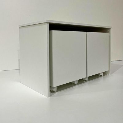 Mesa C/ 2 Baú Organizador De Brinquedos P/ Quarto De Criança Branco