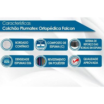 Colchão Queen Espuma Falcon Firme D26 (158x198x20) - Plumatex