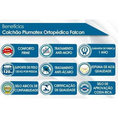 Colchão Queen Espuma Falcon Firme D26 (158x198x20) - Plumatex