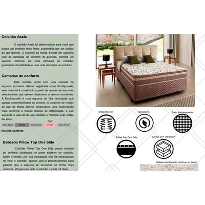 Colchão Casal Molas Bonnel Assis Euro Pillow (138x188x20) - Herval
