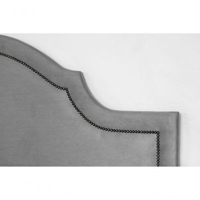 Cabeceira Casal Luxo 140X60 Cinza Tachas Fumê