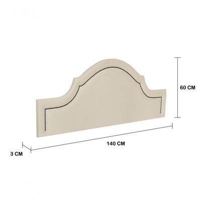 Cabeceira Casal Luxo 140X60 Off White Tachas Fumê
