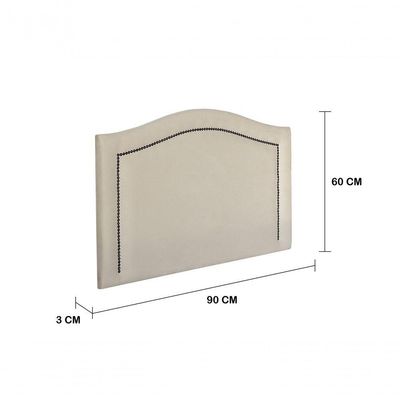 Cabeceira Solteiro 90x60 Suede Off White Tachas Fumê