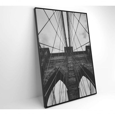 Quadro Ponte Do Brooklyn Preto E Branco 40x60 Cm