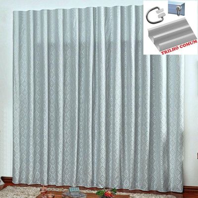 Cortina Em Jacquard Bahamas 3,00 X 2,70 Para Trilho Comum - Cinza Claro