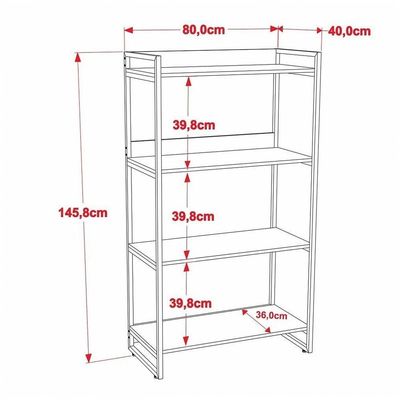 Kit 2 Estantes Livreiro Multiuso 80cm 4 Prateleiras Preto