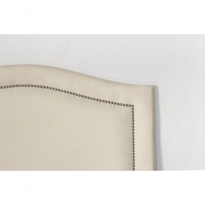 Cabeceira Solteiro 90x60 Suede Off White Tachas Prata