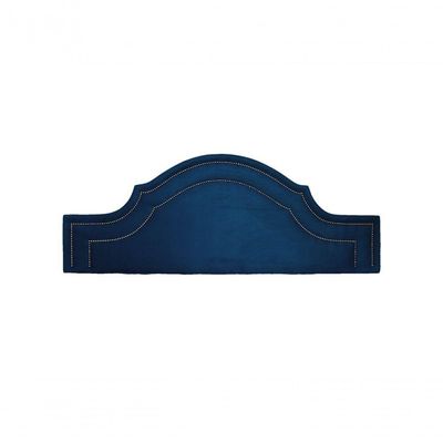 Cabeceira Casal Luxo 140x60 Suede Azul Tachas Fumê