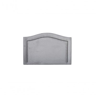 Cabeceira Solteiro 90x60 Suede Cinza Tachas Fumê