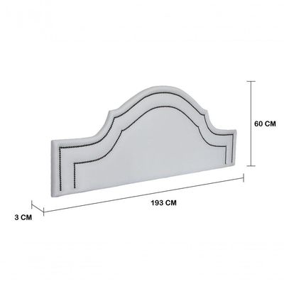 Cabeceira King Luxo 193x60 Courino Branco Tachas Fumê