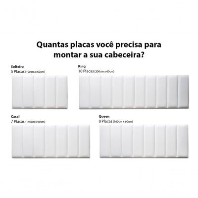 Placas Cabeceira Solteiro 100cm X 60cm 5 Placas Branco