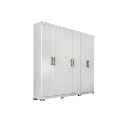 Guarda Roupa Casal 6 Portas e 3 Gavetas Clara Branco - Panan