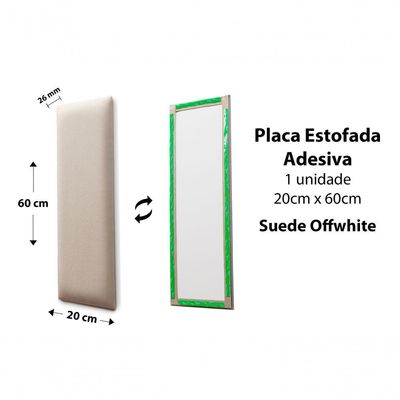 Placa Cabeceira 20cm X 60cm Unidade Suede Off White