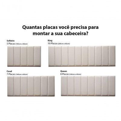 Placa Cabeceira 20cm X 60cm Unidade Suede Off White