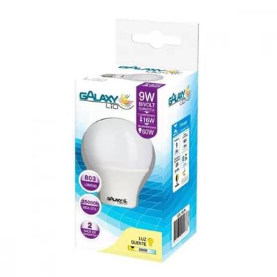 Lâmpada Led Bulbo A60 9w E27 3000k Luz Quente Bivolt Decoração