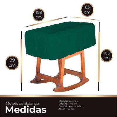 Moises Balanço Com Colchão Para Baby Cor Verde Esmeralda