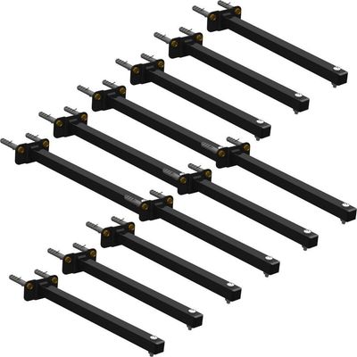 12 Suportes Refletor Base Reta Braço 20 Cm 12 Cjts - Preto