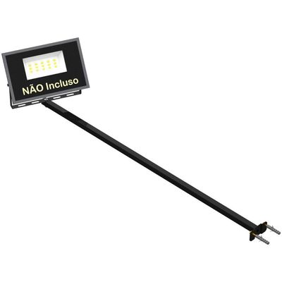 Suporte Refletor Base Reta Braço 100 Cm - Preto