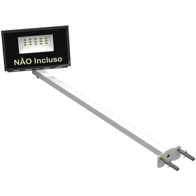 10 Suportes Refletor Base Reta Braço 60 Cm 10 Cjts - Branco