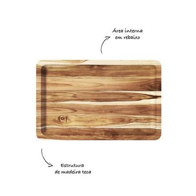 Gamela De Madeira Teca Slim Para Churrasco - Stolf
